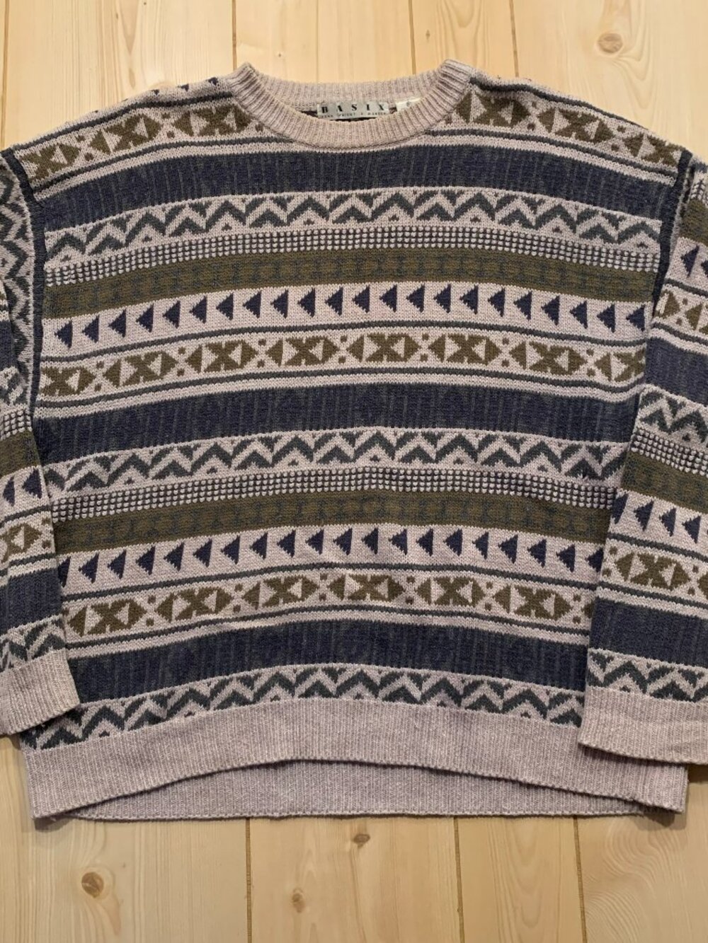 Vintage 90s Basix Fenn Wright & Manson Geometric Indie Hipster Knit Sweater XL